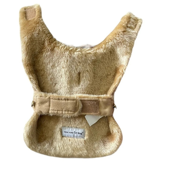 New York Dog Designer Coat Faux Fur Suede Gold Hardware Elegant Wam Size XS - Picture 3 of 12